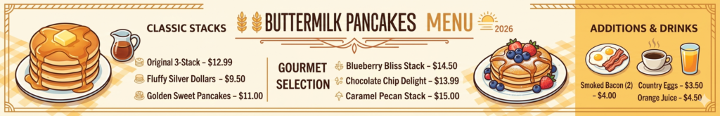 Buttermilk Pancakes Menu with Prices 2026