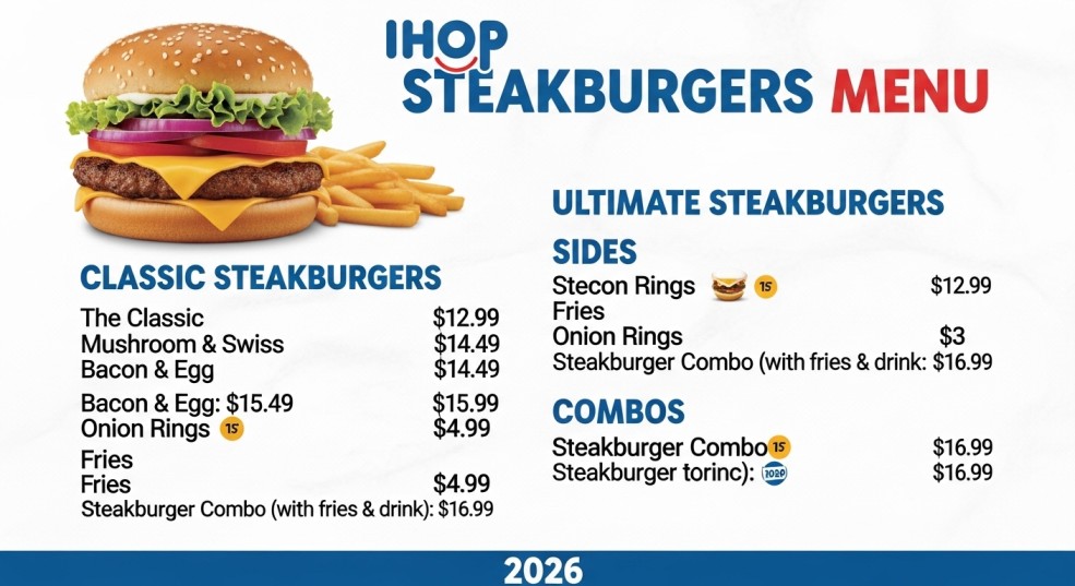 Complete IHOP Steakburgers Menu with Prices 2026