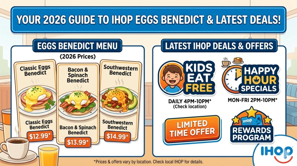 IHOP Eggs Benedict menu with Prices 2026