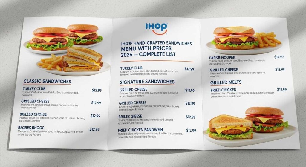 IHOP Hand-Crafted Sandwiches Menu with Prices 2026