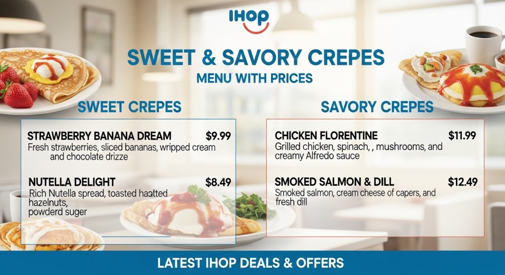 IHOP Sweet & Savory Crepes Menu with Prices 2026